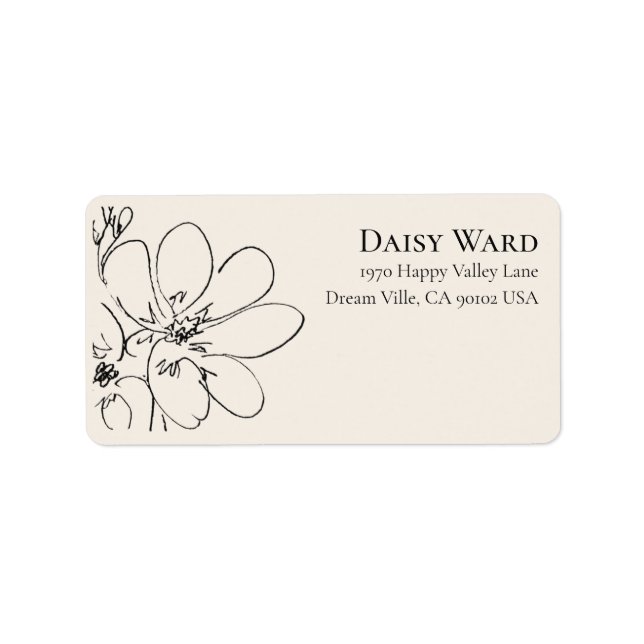 Boho Hand-Drawn Wildflower Address Labels | Cream (Front)