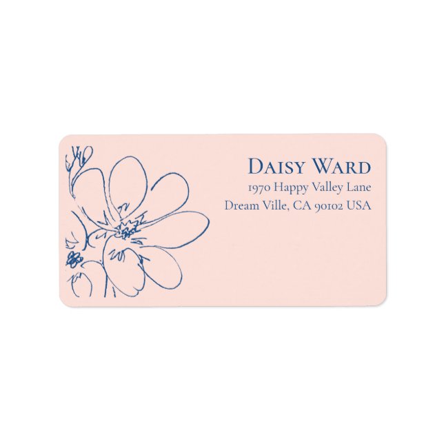 Boho Hand-Drawn Wildflower Address Labels | Pink (Front)