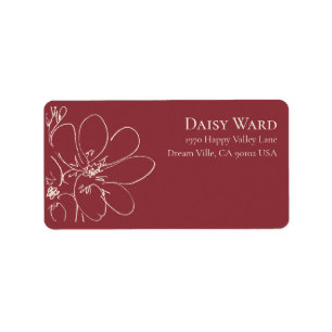 Boho Hand-Drawn Wildflower Address Labels Red