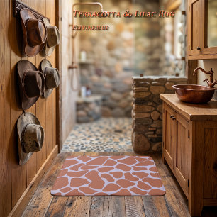 Boho Hand-Painted Terracotta Lavender Giraffe Bath Mat