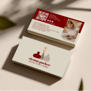 BOHO  HANDMADE POTTERY CERAMIC QR CODE PHOTO BUSINESS CARD