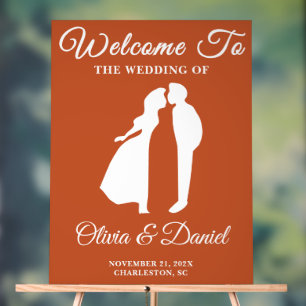 Boho Handwritten Script Fall Wedding Welcome Acrylic Sign