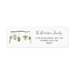 Boho Hanging Plants Watercolor Return Address Label
