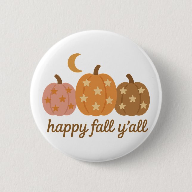 Boho Happy Fall Y'all Starry Pumpkins 6 Cm Round Badge (Front)
