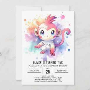 Boho Happy Monkey Birthday Invitation