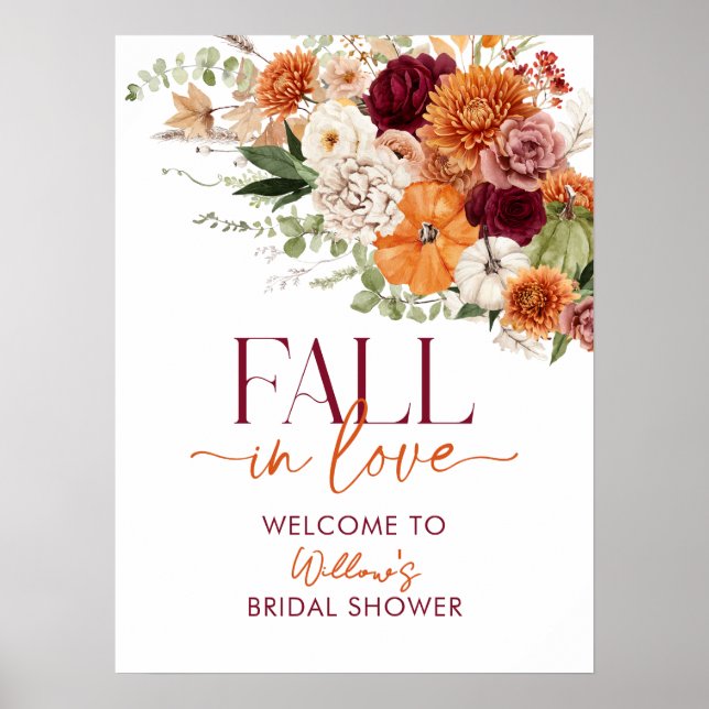 Boho Harvest Fall Bridal Shower Welcome Poster (Front)