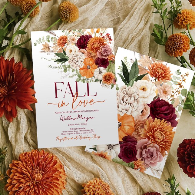 Boho Harvest Fall In Love Bridal Shower Invitation (Creator Uploaded)