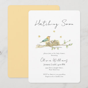 Boho Hatching Soon Bird Nest Baby Shower Invitation