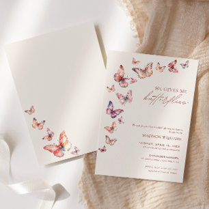 Boho He Gives Me Butterflies Bridal Shower Invitation