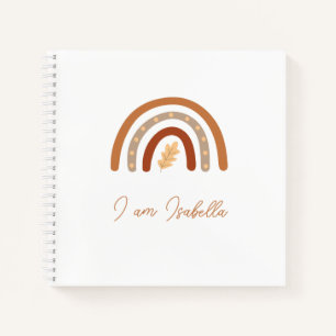Boho Heart and Leaf Rainbow Kids "I am" Notebook 