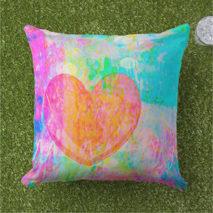Boho Heart Collage Outdoor Cushion
