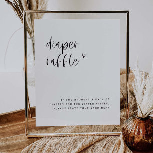 Boho Heart Diaper Raffle Baby Shower Sign E100