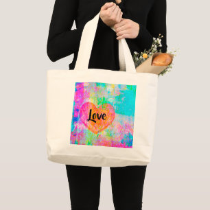 Boho Heart Love Large Tote Bag