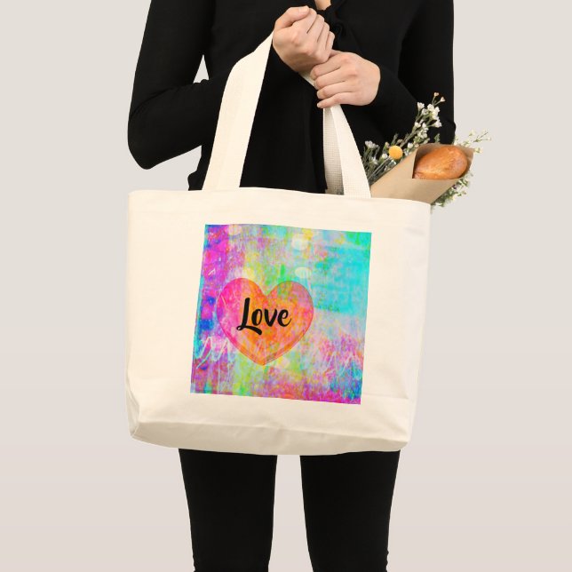 Boho Heart Love Large Tote Bag (Front (Product))