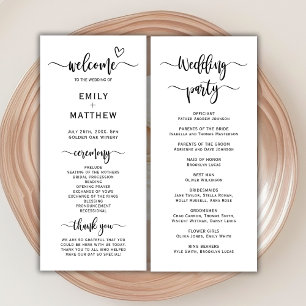 Boho Heart Script Calligraphy Wedding Ceremony Program