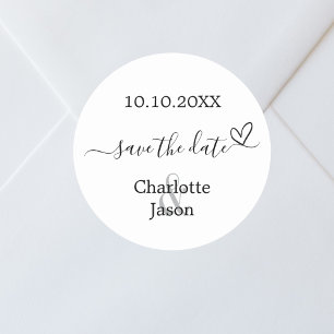 Boho heart wedding Save the Date Classic Round Sticker