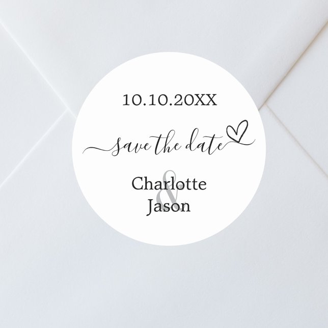 Boho heart wedding Save the Date Classic Round Sticker (Creator Uploaded)