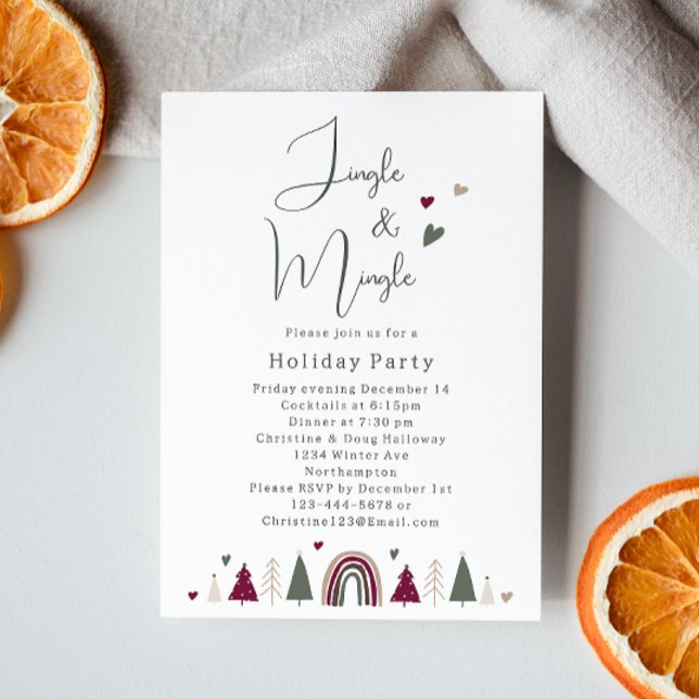 Boho Hearts Jingle and Mingle Holiday Party Invitation (Creator Uploaded)