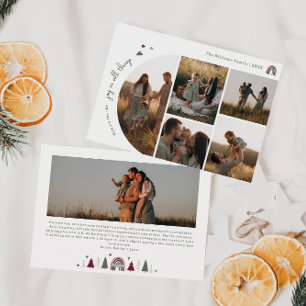 Boho Hearts Joy In All Things Six Photo Christmas Holiday Card