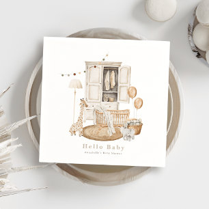 Boho Hello Baby Nursery Wardrobe Crib Baby Shower Napkin
