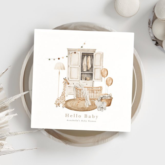 Boho Hello Baby Nursery Wardrobe Crib Baby Shower Napkin (Creator Uploaded)