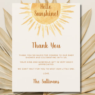 Boho Hello Sunshine Baby Shower Thank You Postcard