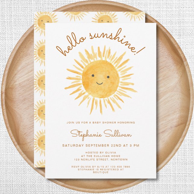 Boho Hello Sunshine Gender-Neutral Baby Shower Invitation (Creator Uploaded)