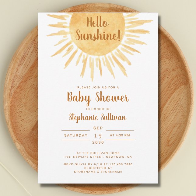 Boho Hello Sunshine Gender Neutral Baby Shower Invitation (Creator Uploaded)