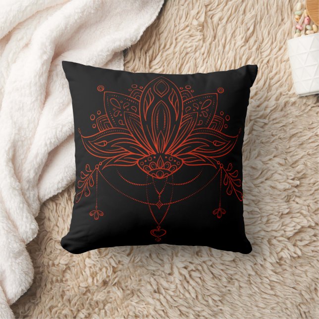 Boho Henna Lotus Flower Cushion (Blanket)