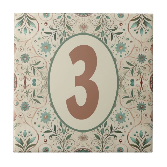 Boho Herb Customisable Ceramic Tile (Front)