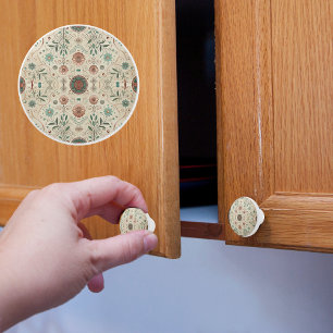 Boho Herbs Pattern Ceramic Knob