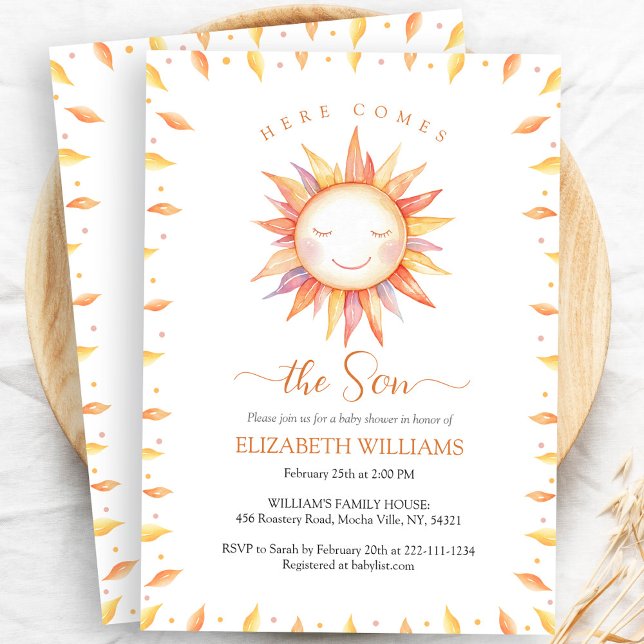Boho Here Comes the Son Baby Boy Shower Invitation (Creator Uploaded)