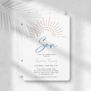 Boho Here Comes The Son Baby Shower Invitation