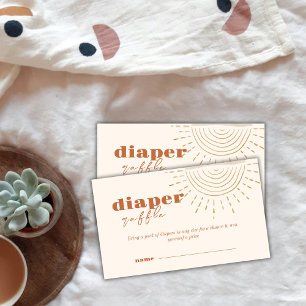 Boho Here Comes The Son Diaper Raffle Baby Shower Enclosure Card