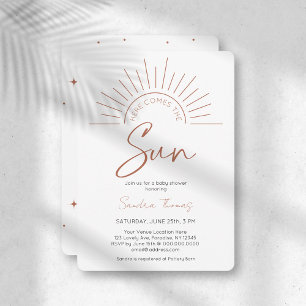 Boho Here Comes The Sun Baby Shower Invitation
