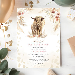 Boho Highland Cow Baby Shower Invitation