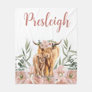 Boho Highland Cow Blanket Girl Highland Cow Blanke
