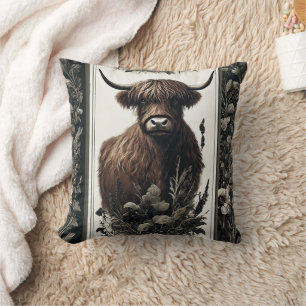 Boho Highland Cow Cushion