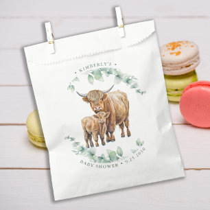 Boho Highland Cow Greenery Farm Animal Baby Shower Favour Bag