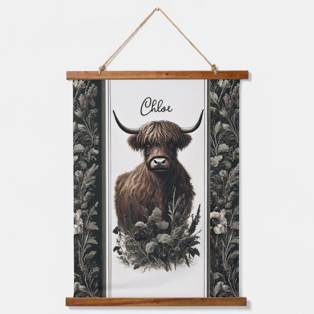 Boho Highland Cow Hanging Tapestry (Front)