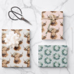 Boho Highland Cow Kids Birthday Party Wrapping Paper Sheet<br><div class="desc">Boho Highland Cow Kids Birthday Party Wrapping Paper Sheets. Click the edit/personalise button to customise this design.</div>