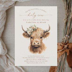 Boho Highland Cow Neutral Couples Baby Shower Invitation