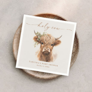 Boho Highland Cow Neutral Couples Baby Shower Napkin