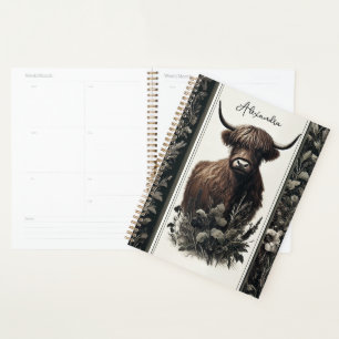 Boho Highland Cow Planner