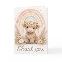 Boho Highland Cow Rainbow Baby Shower Blank