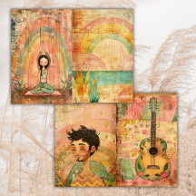 Boho Hippie Colourful Animals Junk Journal Paper