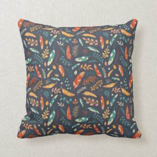 Boho Hippie Feather Pattern Cushion