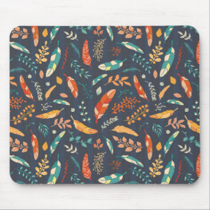 Boho Hippie Feather Pattern Mouse Pad