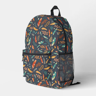 Boho Hippie Feather Pattern Printed Backpack