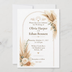 Boho Hippie Floral Wedding Invitation